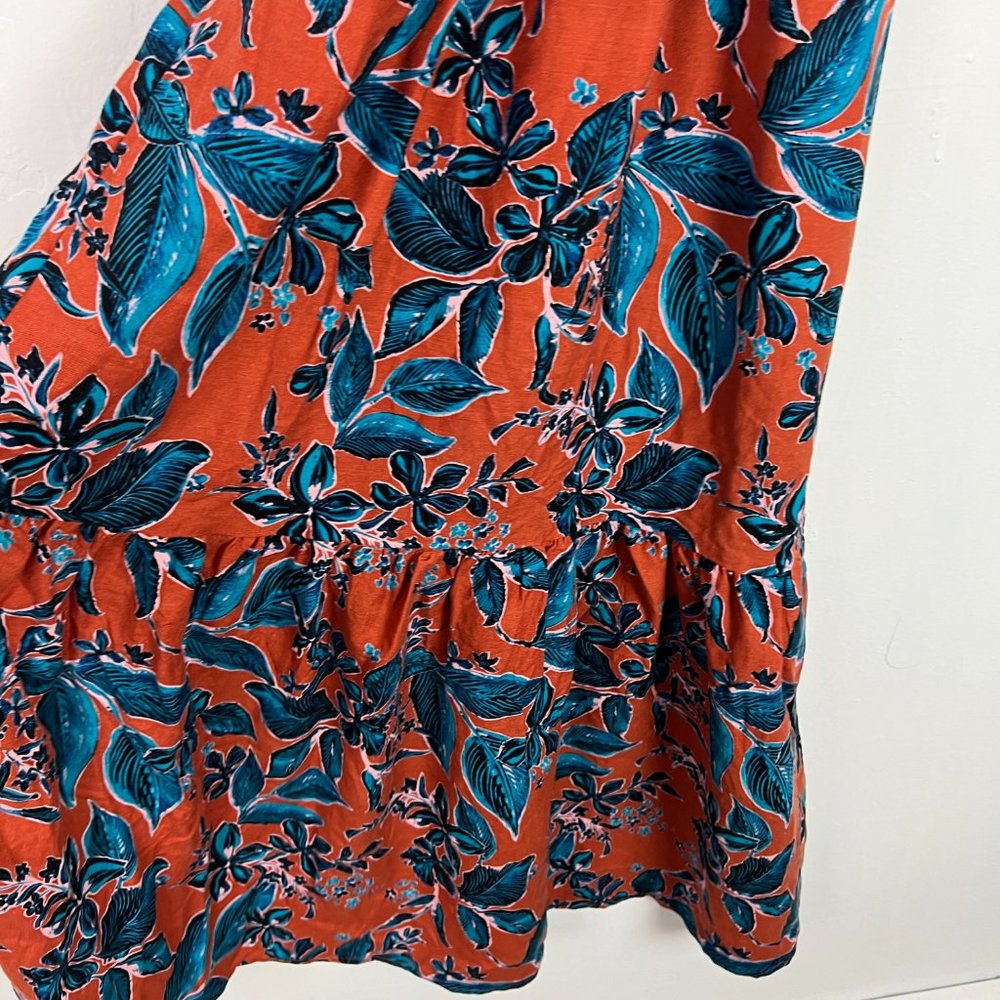 NWT Jason Wu Terracotta Cutout Floral Midi Dress Linen Blend Size XS NEW - Picture 4 of 16